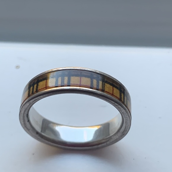 Burberry Ring 925 Silver Plaid Women’s Luxury Eu 54cm / US 7 - Picture 4 of 8